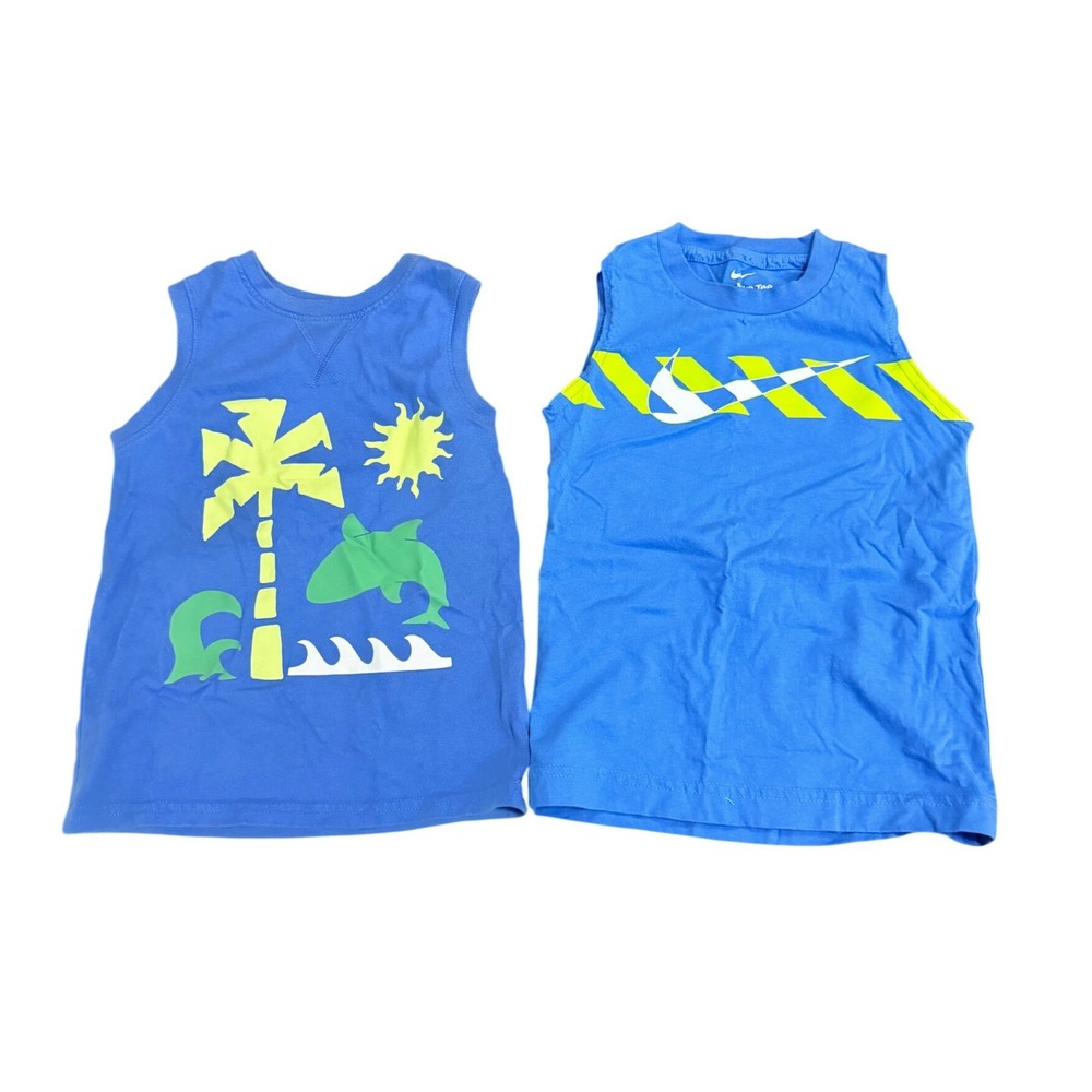 Nike Boys Garanimals Tank‎ Tops Lot 4T Blue Sleeveless Shirts Summer Bundle Kids